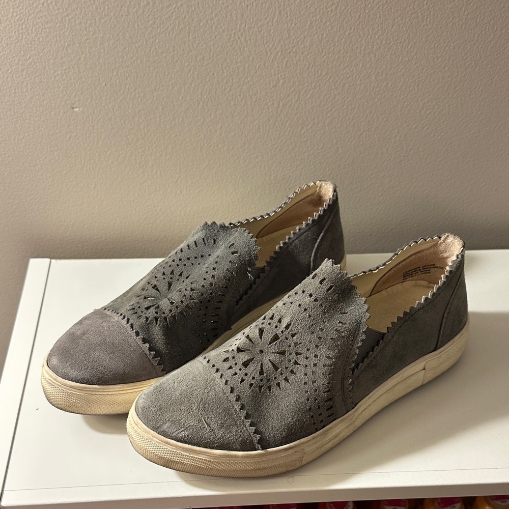 Seychelles Gray Perforated Slip-On Flats